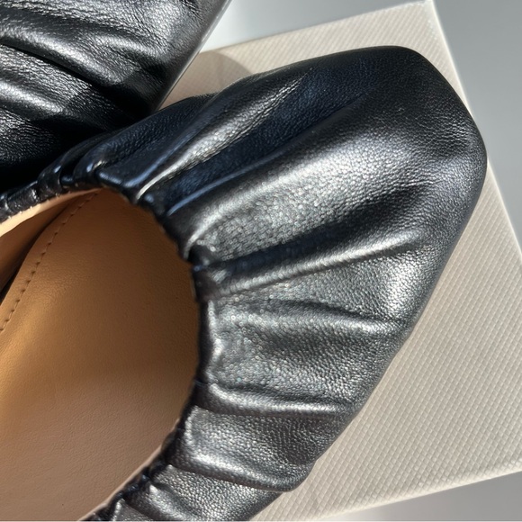 Marc Fisher LTD Ophia Black Leather Ruched Slip On Ballet Flats Women’s Sz 5 BNB - Picture 10 of 15